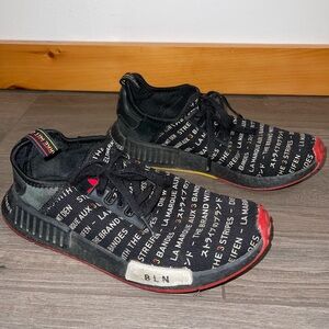 Adidas Mens NMD R1 Berlin Black Red Athletic Sneakers Shoes Size 9.5 US EG6363